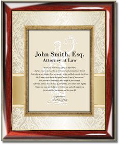 an award plaque with the words john smith esq, attorney at law