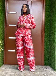 null Casual Wide Leg Sets For Pajama Party, Casual Red Wide Leg Sets, Two Piece Outfits Pants Classy, African Kaftan Dress, Boubou Gown, Two Piece Outfits Pants, Bubu Dress, African Kaftan, Multicolor Maxi Dress