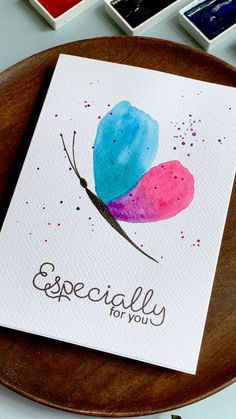 a card that says especially for you with watercolors on it and some ink