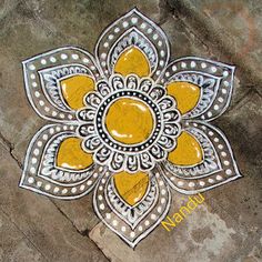 a yellow and white flower on the ground