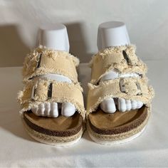 Women’s Sandals. * Brand New Without Box * From A Pet And Smoke Free Home Cream Casual Footbed Sandals For Summer, Casual Cream Footbed Sandals For Summer, Cream Buckle Closure Sandals For Beach, Casual Cream Sandals With Cork-bed Midsoles, Olivia Miller, Shoes Women, Women's Shoes Sandals, Womens Sandals, Shoes Sandals