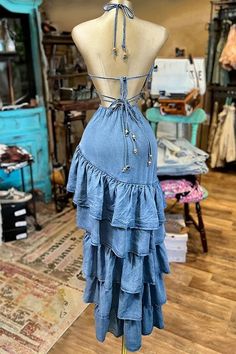 Trajes Country, Cowgirl Dresses, Looks Country, Casual Wear Dress, Linen Blend Shirt, Rock Punk, Round Neck Dresses, Style Upgrade, Floral Pants