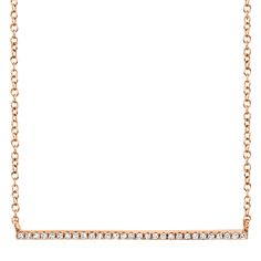 Style Number - AZ15675
Show her how much she means to you with this classic diamond necklace 14k rose gold (pink gold) which has an approximate weight of 0.08 ctw. It makes for a great anniversary, birthday, or weddings day gift. Gold Bar Pendant Necklace, Gold Bar Pendant, Horizontal Bar Necklace, Rose Gold Bar, Diamond Bar Necklace, Bar Pendant Necklace, Diamond Fashion Rings, Gold Bar Necklace, Rose Gold Pink