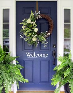 Vinyl Door Decal, Front Door Decal, Blue Front Door, Door Decals, Diy Outdoor Decor, Front Door Colors, Front Porch Decorating, Door Color, Exterior Door