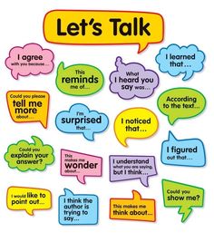 an assortment of speech bubbles with the words let's talk written in different languages