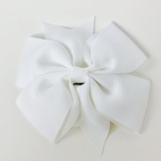 Girls Large 4 1/4” Hair Bow Clip - White Hair Bow Clip, Bow Clip, Back Light, In The Bag, Girl Hair Bows, White Bow, Girls Hair, Bow Hair Clips, Bow Clips