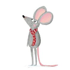 a drawing of a mouse wearing a scarf