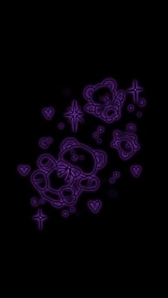 purple hearts and crosses on a black background