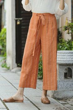 Salwar Pants, Wide Leg Pants Women, Summer Pants Women, Striped Wide Leg Pants, Couture Mode, Linen Pants Women, Casual Tops For Women