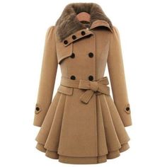 HEATHER Design Women's Fine Fashion Luxury Style Designer Khaki Brown Wool Coat Jacket Brown Wool Coat, Wool Winter Coat, Long Overcoat, Ruffle Jacket, Outwear Coat, Wool Coat Women, Stylish Coat, Woolen Coat, Wool Blend Coat