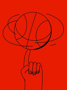 a drawing of a hand holding a basketball