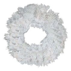 a white wreath is shown against a white background