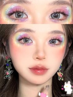 Band Aid Makeup Look, Colourful Douyin Makeup, Y2k Makeup Pink, Cotton Candy Makeup, Crazy Eye Makeup, Candy Makeup