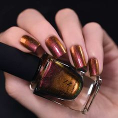 Greatness (H) - Red to Gold Holographic Ultra Chrome Nail Polish by ILNP Chrome Nail Polish Colors, Balayage Nails, Rose Gold Chrome Nails, Ilnp Nail Polish, Chrome Nail Polish, Chrome Nails Designs, Nails Purple, Chrome Nail, Holographic Nail Polish