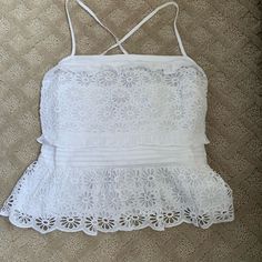 J.Crew Eyelet Peplum Camisole Top In White, Size Xs, New With Tags. Adjustable Straps, Side Zip. I Bought Two Sizes And This One Did Not Fit. From Summer 2023 Collection. Super Cute For Winter With Cardigan Over! Spring Lace Cami Top With Built-in Bra, White Lace Tops With Built-in Bra, Chic Summer Lace Top With Built-in Bra, White Sleeveless Lace Top With Built-in Bra, Spring Camisole Top With Lace Trim, Chic Fitted Camisole Crochet Top, Spring Lace Trim Camisole Top, Chic Fitted Crochet Camisole Top, Fitted Casual Lace Tank Top