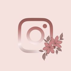 the instagram logo with pink flowers and leaves on it's bottom right corner