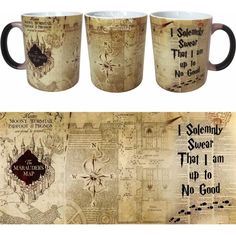 two coffee mugs with the words i solemnly swear that i am up to no good on them