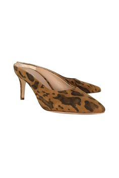 Current Boutique-Pour La Victoire - Animal Print Pointed Mules Sz 9 Slip-on Suede Mules With Pointed Toe, Pointed Toe Slip-on Suede Mules, Suede Slip-on Mules With Pointed Toe, Pointed Toe Mules For Fall, Fall Suede Mules With Pointed Toe, Trendy Suede Pointed Toe Mules, Trendy Pointed Toe Heels With Leather Sole, Pointed Mules, Modern Shoes