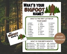 the bigfoot name is shown in this printable activity sheet for kids to learn how to