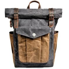 Oil Waxed Vintage Canvas and Genuine Leather Waterproof Travel Backpack - InnovatoDesign Waxed Canvas Leather Backpack, Backpack Aesthetic, Leather Travel Backpack, Wax Canvas, Canvas Backpacks, Backpacks For Men, Backpack Essentials, Backpack Vintage, Aesthetic Backpack