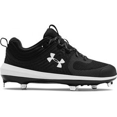 the under armour shoes are black and white