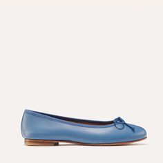 The Demi - Cerulean Nappa – Margaux Everyday Flats With Leather Lining, Casual Leather Shoes With Almond Toe For Galas, Casual Italian Leather Slip-on Shoes, Casual Flat Heel Leather Shoes For Galas, Casual Leather Shoes With Flat Heel For Galas, Blue Leather Shoes With Rubber Sole, French Girl Chic, French Girl, Shoes And Accessories