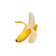 a peeled banana sitting on top of a white surface