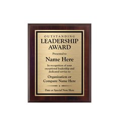 an award plaque for outstanding leader