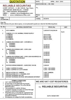 Sample of Quotation Format Cctv Topsimages Cctv Installation Quotation Template updated Steven Jensen Invoice Format In Excel, Quotation Template, Lottery Strategy, Quotation Format, Cctv Installation, Invoice Format, Order Template, Introduction Letter, Cctv Camera Installation