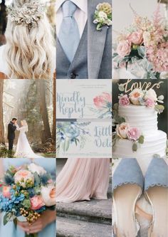 a collage of different wedding photos with flowers