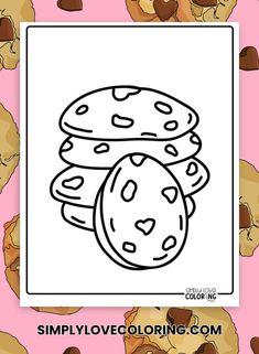 cookie cookies with hearts coloring page for kids to color and print on the back ground