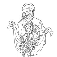 the icon of jesus holding flowers and a cross in his hand, with roses around it