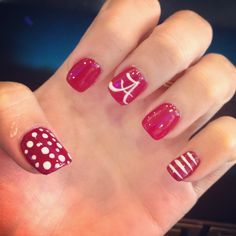 fashion fingernails with university of alabama logo - Google Search Ombre Acrylic Nails, Vacation Nails