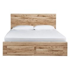 a bed with two drawers underneath it and a white sheet on the top of the bed