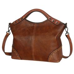 PRICES MAY VARY. [Top-Quality Cowhide Materials]: This soft purse and handbag is made of top-quality cowhide leather and high-quality tarnish hardware, and durable polyester lining brown stitching matches the color of purse. [Multi Pockets]: The Women's leather shoulder bag has a generous space. Interior: 1 main zippered pocket, 1 inner zipper pocket in the one side, two slot pockets in the other side. Exterior: A Rear Zippered Pocket easy taking things(cell phone, money, key,card and so on) wit Leather Tote Purse, Handbag Vintage, Purses For Women, Purse Crossbody, Vintage Purse, Designer Handbag, Hobo Handbags, Satchel Bag, Vintage Handbags