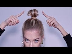 1 MINUTE + 1 HAIR TIE = PERFECT MESSY BUN - YouTube Messy Bun For Waist Length Hair, Top Head Bun, How To Do A Messy Bun With Fine Hair, Quick Messy Bun Tutorial Short Hair, Messy Bun Med Length Hair, Mess Bun Short Hair, Top Bun For Medium Length Hair, Messy Bun For Fine Hair Tutorial, One Hair Tie Messy Bun