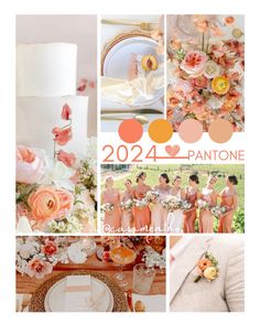 the color scheme is peach and orange for this wedding day, it's so pretty