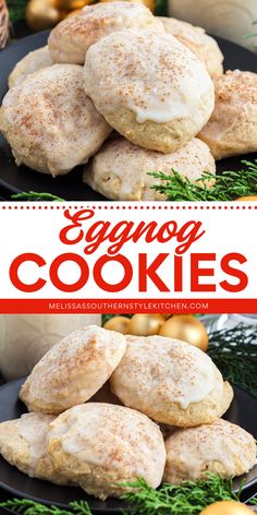 Get ready for some easy holiday baking from scratch! Soft with a sweet and creamy eggnog glaze, these are one of the best Christmas cookies ever. Save this pin and enjoy a batch of this eggnog cookie recipe today! Best Eggnog Cookies, Eggnog Cutout Cookies, Eggnog Cut Out Cookies, Eggnog Bars Recipe, Soft Eggnog Cookies, Cooking With Eggnog, Eggnog Fudge Recipe Easy, Egg Nog Sugar Cookies, Eggnog Christmas Cookies