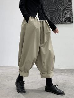 Harem Pants Loose Elasticity High-Waisted Pleated Solid Color Split-Joint Pants Trousers Harem Pants Outfit, Carrot Pants, Balloon Pants, Solid Color Pants, Loose Trousers, Pants Loose, Trousers Pants, Waist Length, Trouser Pants