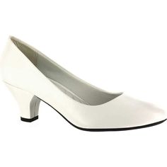 Elevate Your Style With These Fabulous Round Toe Pumps From Easy Street. Slip Into These Pebbled Patterned Pumps In White, Perfect For Any Party Or Cocktail Occasion. The Mid-Height Heel Measuring 2-2.9 Inches In Cone Style Adds A Touch Of Sophistication To Your Look. These Pumps Feature A Slip-On Closure, Making Them Easy To Wear With A Fabric Lining Material And Cushioned Insole For Added Comfort. The Rubber Outsole Material Provides Durability, Making Them Suitable For All Seasons - Winter, S White Kitten Heels With 4-inch Heel, White Closed Toe Kitten Heels, Medium Width, Seasons Winter, Round Toe Pumps, Street Shoes, White Pumps, Easy Street, All Seasons, Shoes Women Heels