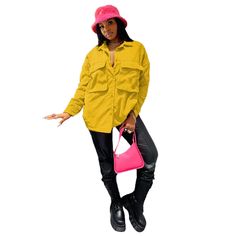 Trendy Fall Shirt With Pockets, Trendy Yellow Shirt For Fall, Trendy Solid Color Fall Shirt, Trendy Yellow Fall Shirt, Spring Corduroy Tops With Pockets, Spring Corduroy Shirt With Pockets, Solid Color Shirt For Fall Day Out, Fall Shirt For Day Out, Ladies Tracksuits