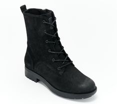 Every step will be a breeze when you're wearing these lace-up ankle boots. A convenient full-length zipper ensures easy on/off wear, while a rugged lug outsole provides supreme support. From RevitalignTM. Black Lace-up Boots Medium Width For Winter, Black Ankle-high Lace-up Boots With Lug Sole, Black Lace-up Ankle Boots With Rubber Sole, Black Suede Ankle Lace-up Boots, Black Ankle Lace-up Boots With Lug Sole, Laced Boots, Suede Lace, Lace Up Ankle Boots, Lace Boots