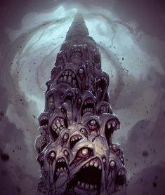 an image of a monster like structure with its mouth open and eyes wide open in the air