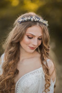 Wedding flower hair crown - natural romantic style. The flower hair wreath is made of dried flowers, purple dyed flowers/grass (not the actual lavenders), baby's breath and other material. Perfect for wedding, other events :) You can combine it with: ---> boutonniere: https://www.etsy.com/uk/listing/866702549/natural-lavender-boutonniere-violet-and?ref=shop_home_active_1 ---> newborn hair wreath: https://www.etsy.com/uk/listing/866712919/lavender-newborn-flower-crown-flower?ref=shop_home_active_ Lavender Crown, Hair Wreath Wedding, Lavender Boutonniere, Cottage Core Wedding, Flower Garland Hair, Newborn Hair, Wedding Flower Hair, Flower Head Wreaths, Flower Wreath Hair