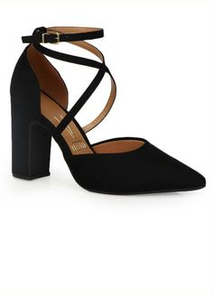 Sapato Salto Grosso Vizzano Preto Semi Formal Mujer, Heel Sandals Outfit, Creative Shoes, Jordan Shoes Girls, Professional Shoes, Shoes World, Ankle Strap High Heels