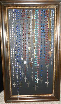 Rosary Display Ideas, Alter Backdrop, Rosary Collection, Catholic Decor, Prayer Corner, Home Altar