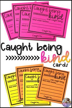 some pink and yellow cards with the words caught being birdy on each one side