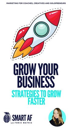 a poster with the words grow your business, and a rocket on top of it