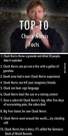 the top 10 chuck north's fact is shown in this graphic, which shows how he