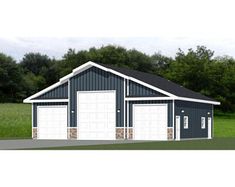 the two car garage is shown in this rendering